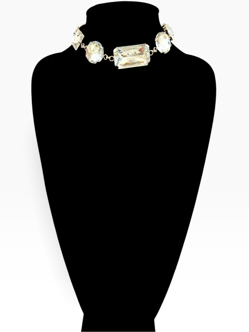 WHBM Clear Crystal Statement Choker Necklace NWT